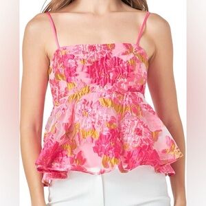 Pink‎ Floral Jacquard Peplum Top
Endless Rose Small NWOT